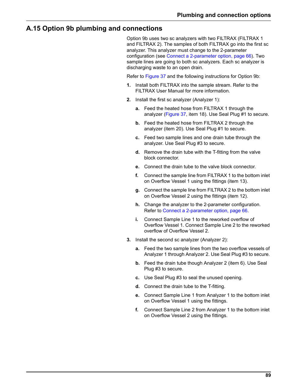 A.15 option 9b plumbing and connections, Plumbing and connection options | Hach-Lange PHOSPHAX indoor sc User Manual | Page 89 / 106