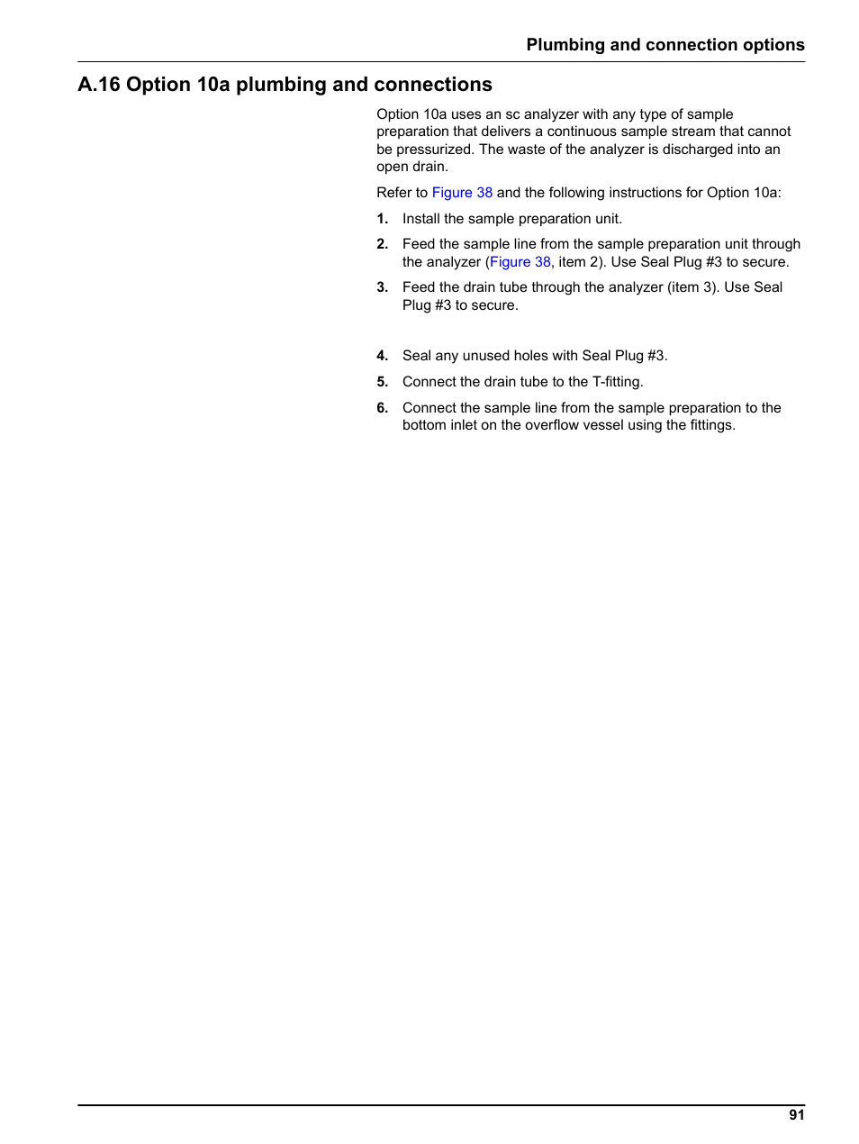 A.16 option 10a plumbing and connections, Plumbing and connection options | Hach-Lange PHOSPHAX indoor sc User Manual | Page 91 / 106