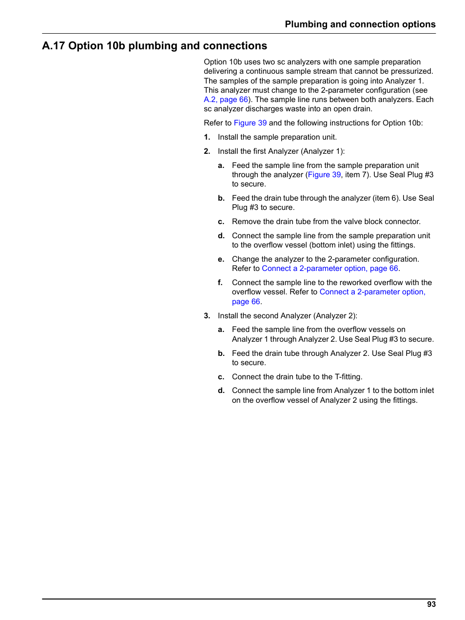 A.17 option 10b plumbing and connections, Plumbing and connection options | Hach-Lange PHOSPHAX indoor sc User Manual | Page 93 / 106