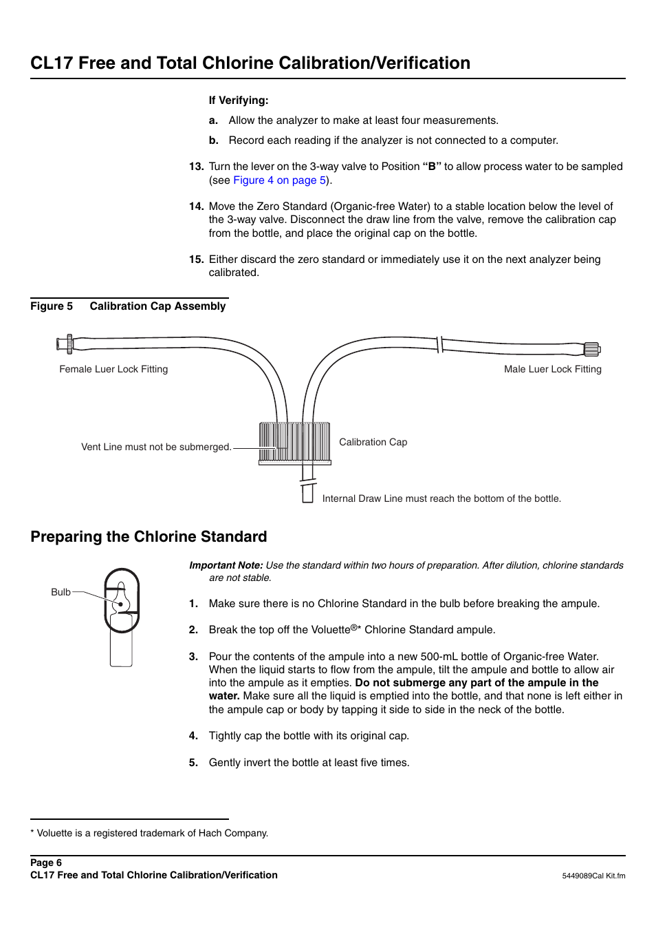 Preparing the chlorine standard | Hach-Lange CL17 Instruction sheet User Manual | Page 6 / 8