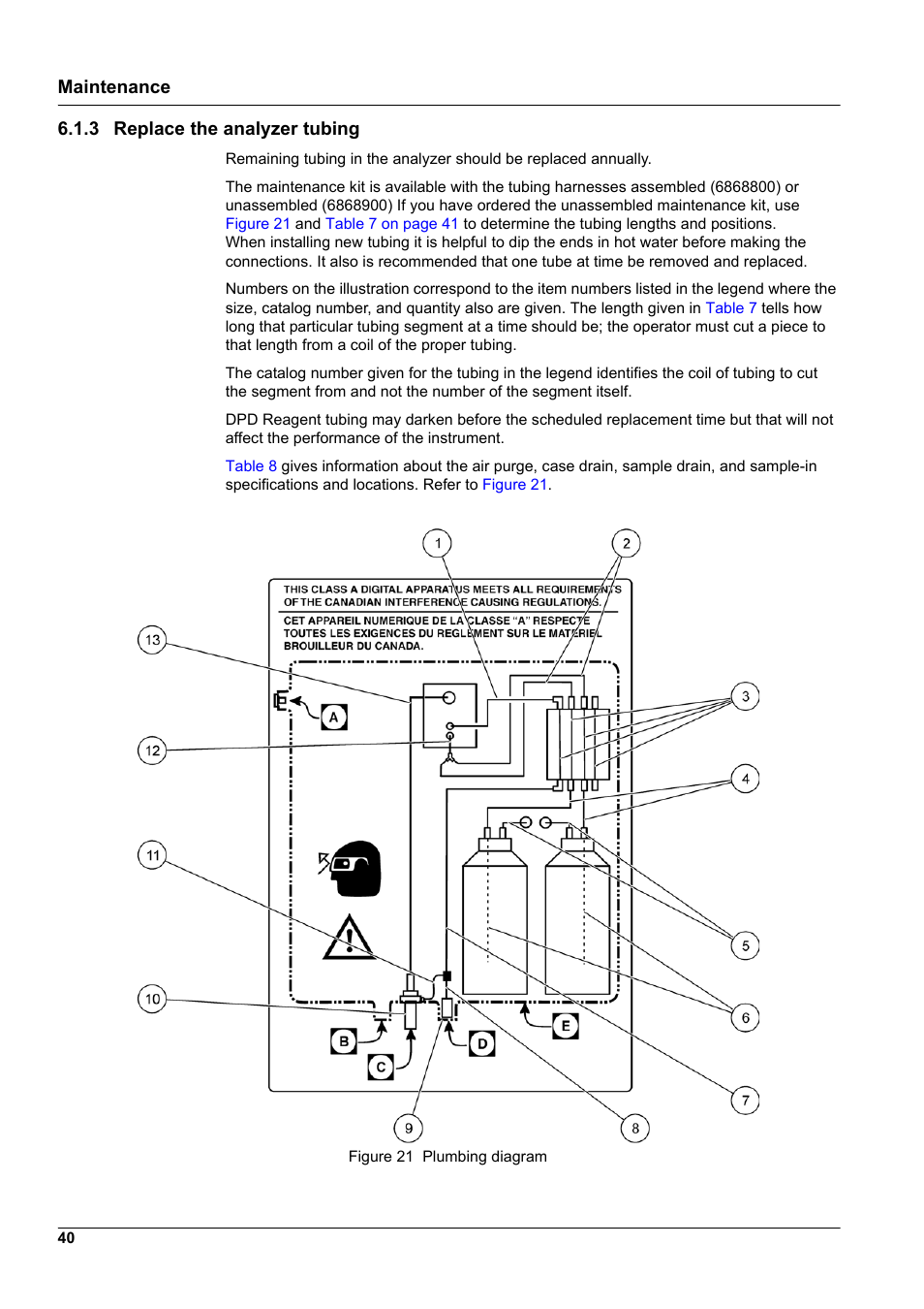 3 replace the analyzer tubing, Maintenance 6.1.3 replace the analyzer tubing | Hach-Lange CL17 USER MANUAL User Manual | Page 42 / 60