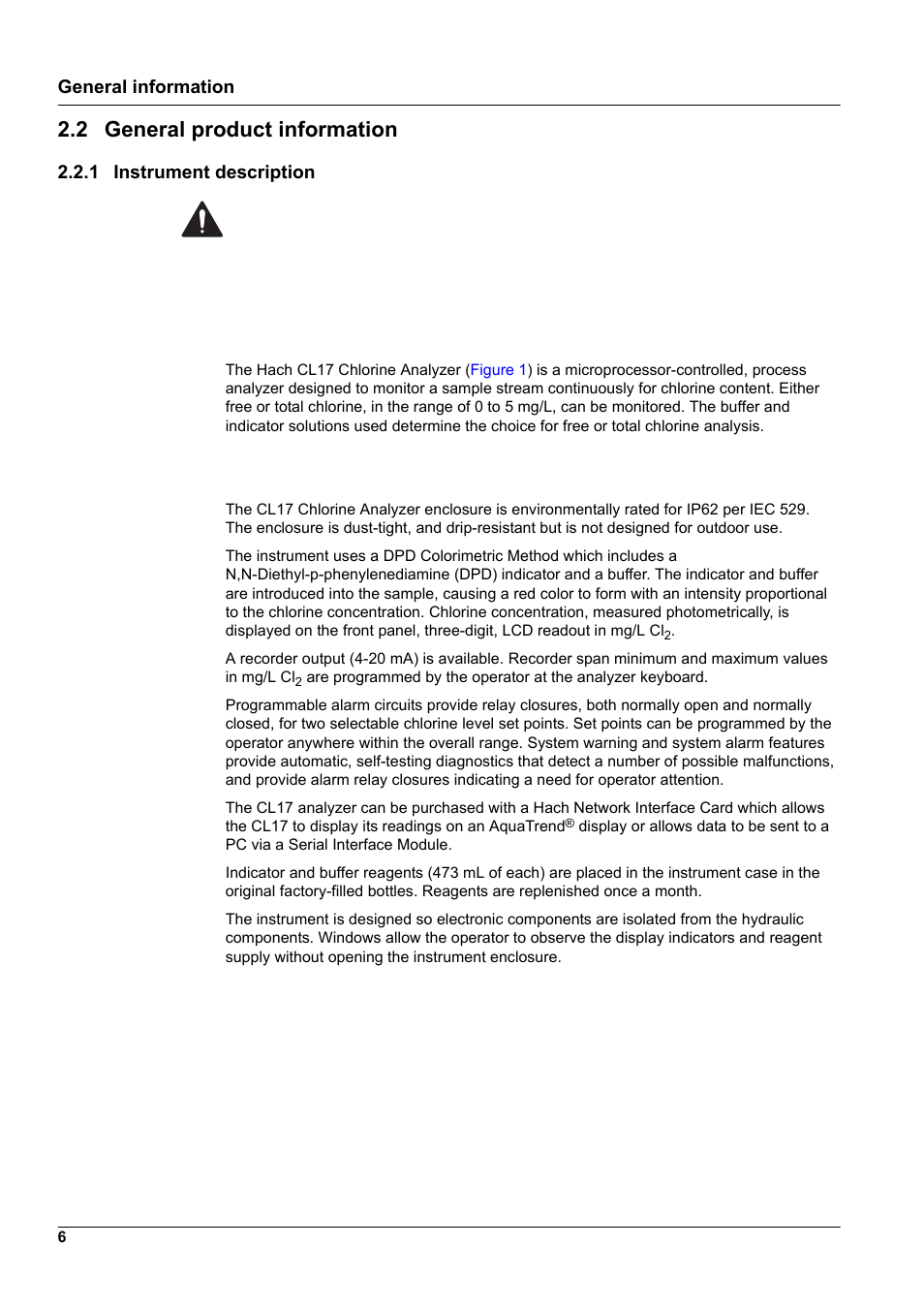2 general product information, 1 instrument description, General information | Hach-Lange CL17 USER MANUAL User Manual | Page 8 / 60