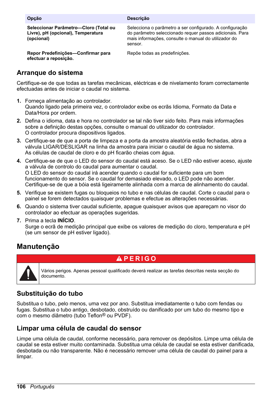 Arranque do sistema, Manutenção, Substituição do tubo | Limpar uma célula de caudal do sensor | Hach-Lange CLT10 sc User Manual | Page 106 / 382