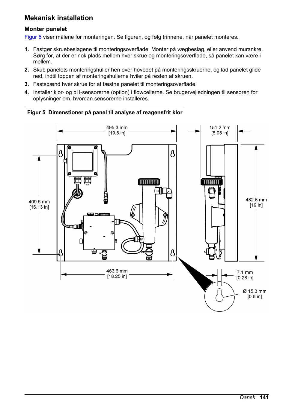 Mekanisk installation, Monter panelet | Hach-Lange CLT10 sc User Manual | Page 141 / 382