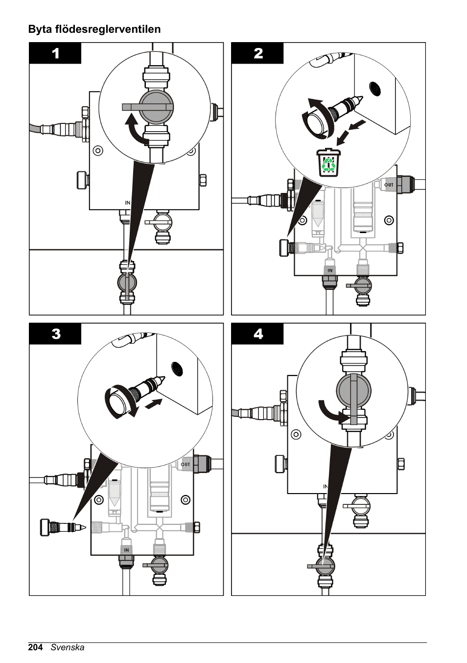 Byta flödesreglerventilen | Hach-Lange CLT10 sc User Manual | Page 204 / 382