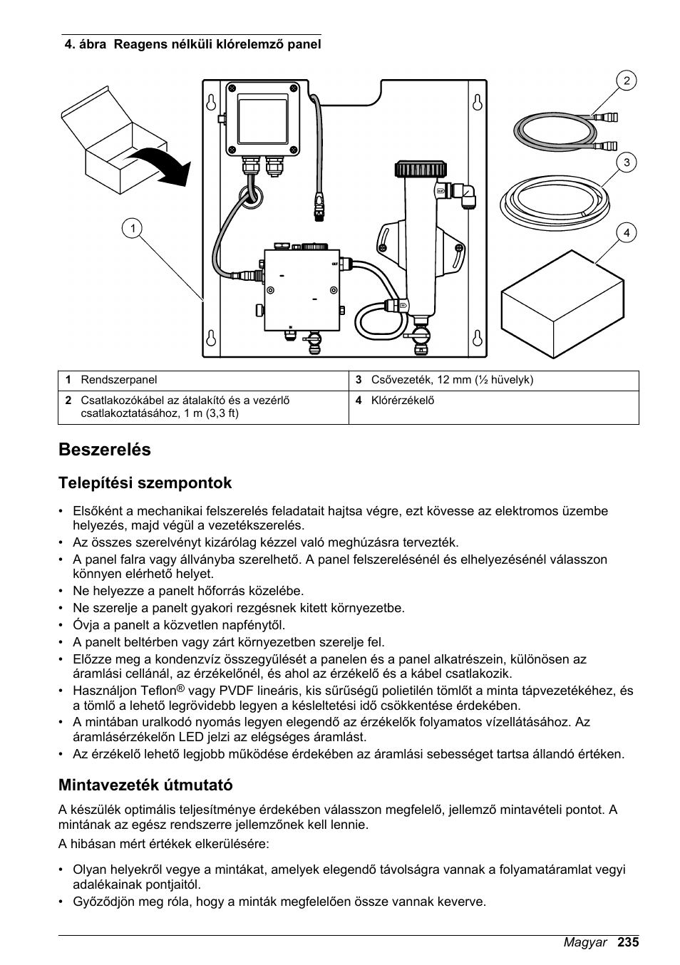 Beszerelés, Telepítési szempontok, Mintavezeték útmutató | Oldalon | Hach-Lange CLT10 sc User Manual | Page 235 / 382