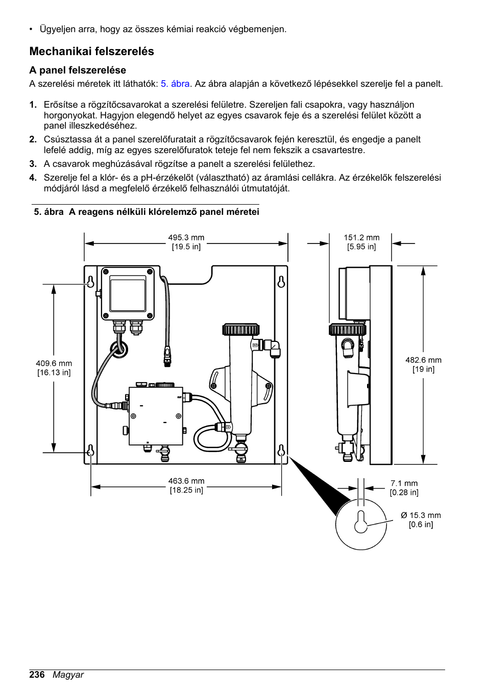 Mechanikai felszerelés, A panel felszerelése | Hach-Lange CLT10 sc User Manual | Page 236 / 382