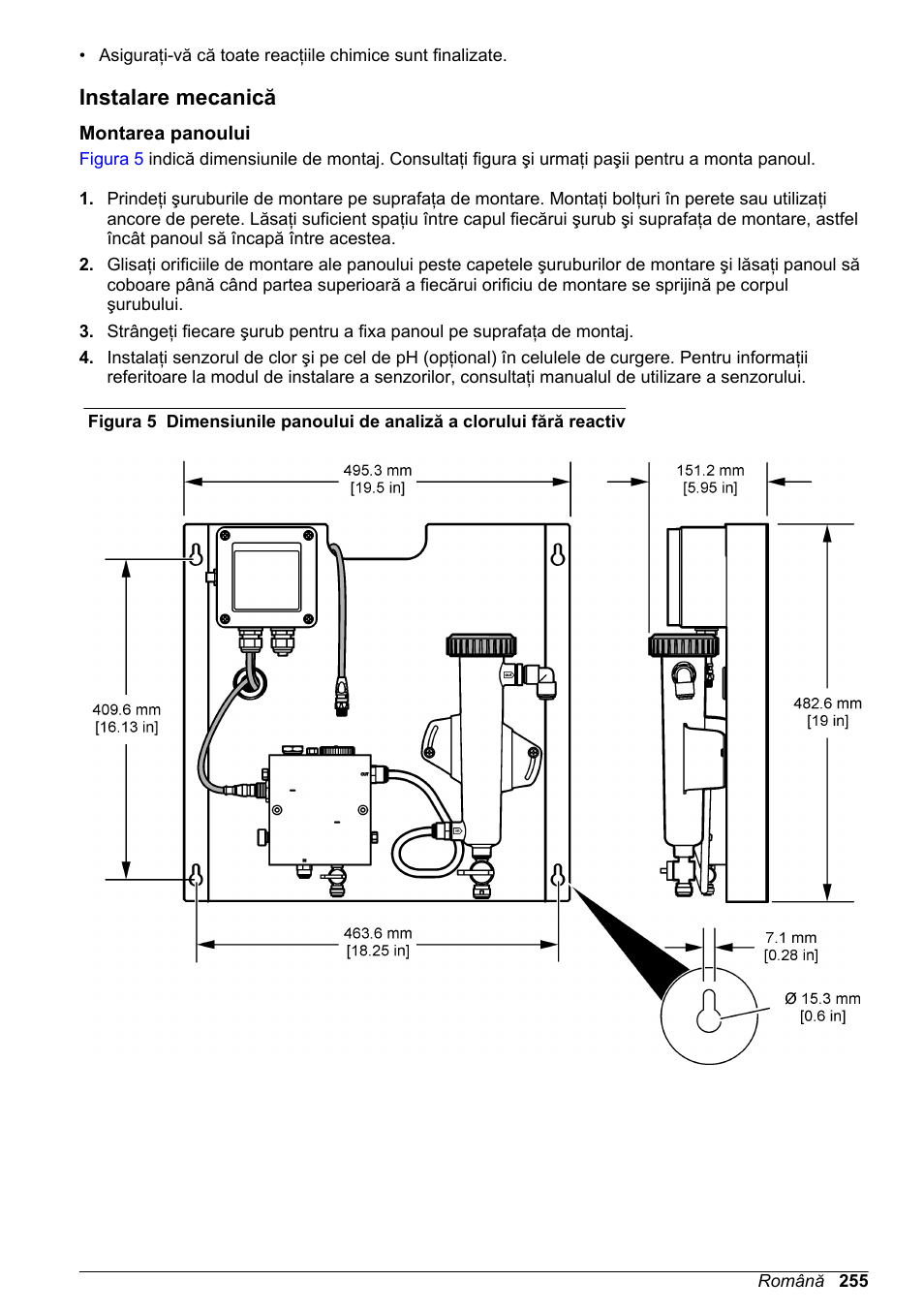 Instalare mecanică, Montarea panoului | Hach-Lange CLT10 sc User Manual | Page 255 / 382
