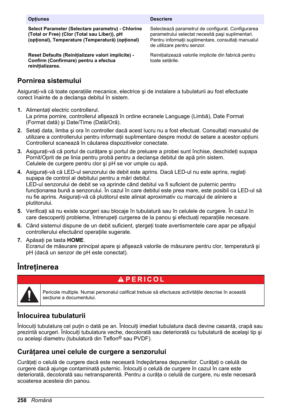 Pornirea sistemului, Întreţinerea, Înlocuirea tubulaturii | Curăţarea unei celule de curgere a senzorului | Hach-Lange CLT10 sc User Manual | Page 258 / 382