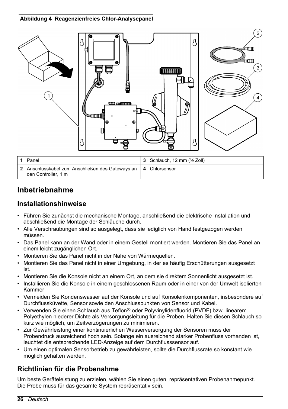 Inbetriebnahme, Installationshinweise, Richtlinien für die probenahme | Hach-Lange CLT10 sc User Manual | Page 26 / 382