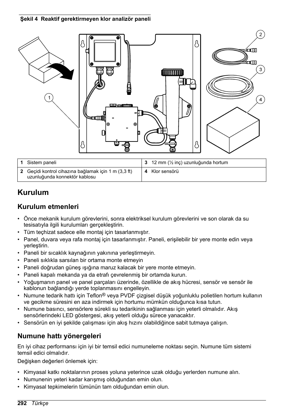 Kurulum, Kurulum etmenleri, Numune hattı yönergeleri | Sayfa 292 | Hach-Lange CLT10 sc User Manual | Page 292 / 382