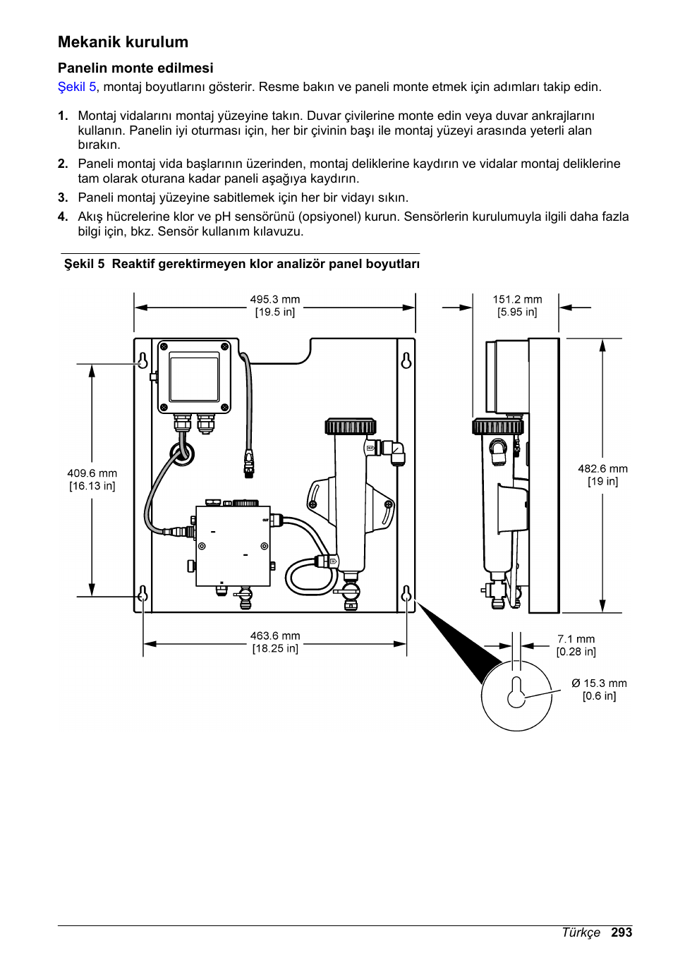 Mekanik kurulum, Panelin monte edilmesi | Hach-Lange CLT10 sc User Manual | Page 293 / 382