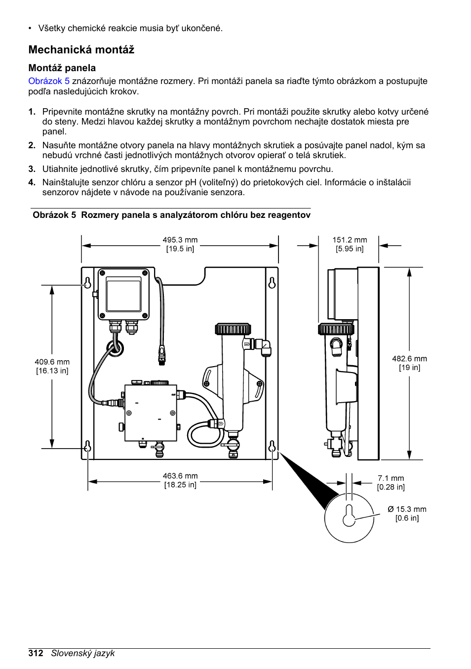 Mechanická montáž, Montáž panela | Hach-Lange CLT10 sc User Manual | Page 312 / 382