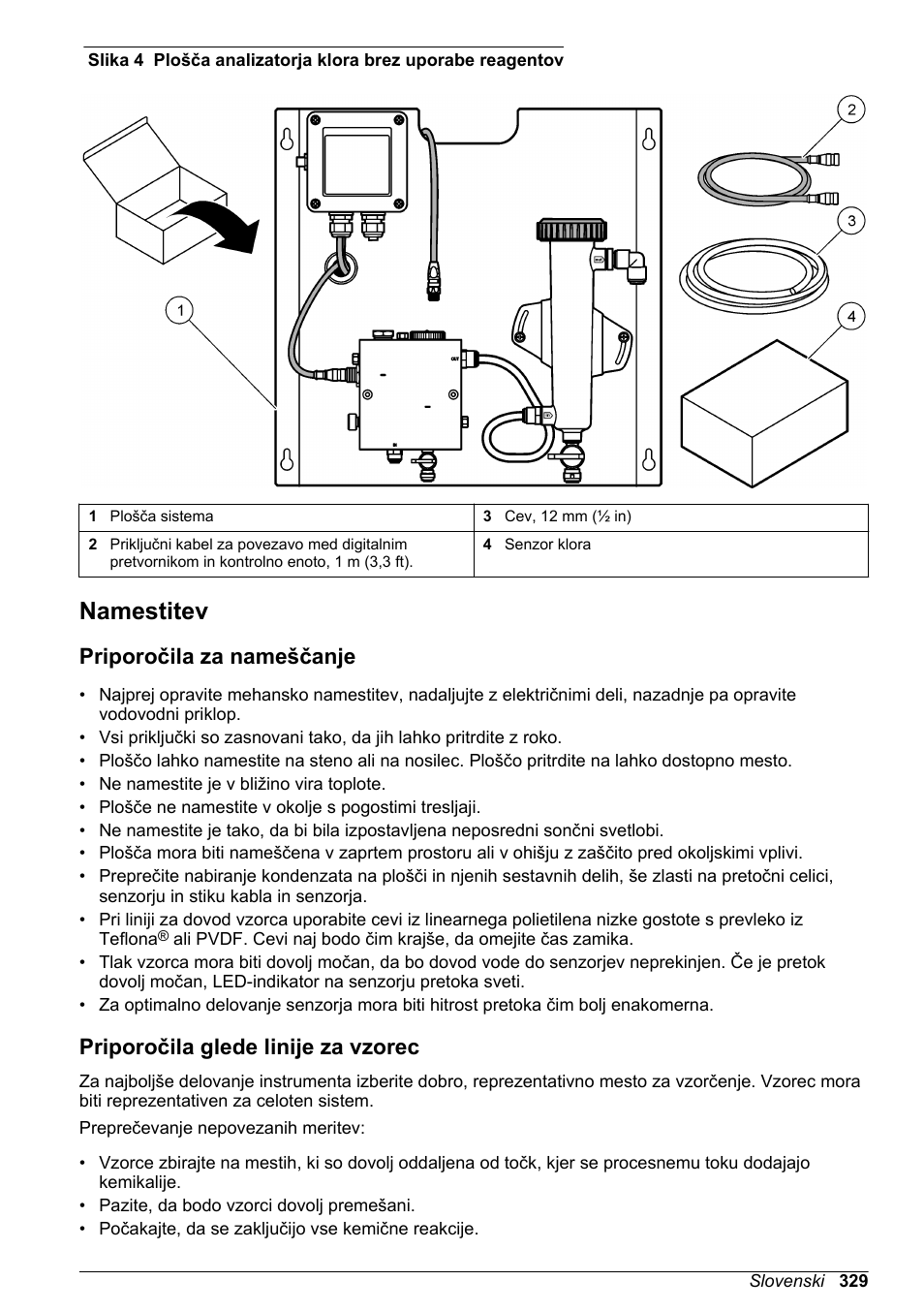 Namestitev, Priporočila za nameščanje, Priporočila glede linije za vzorec | Na strani 329 | Hach-Lange CLT10 sc User Manual | Page 329 / 382