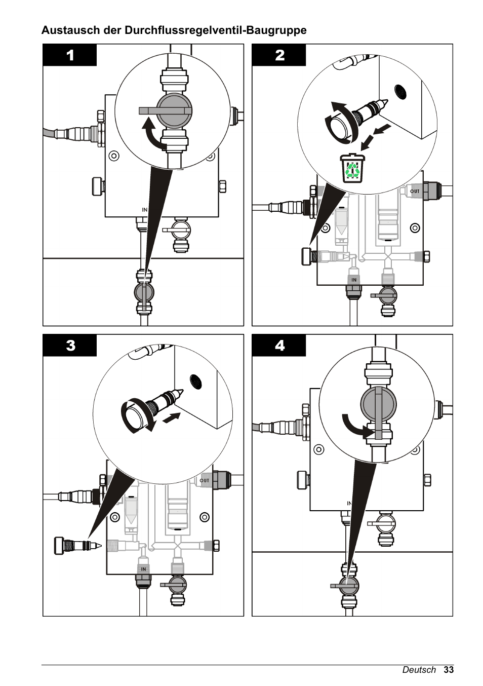 Austausch der durchflussregelventil-baugruppe | Hach-Lange CLT10 sc User Manual | Page 33 / 382