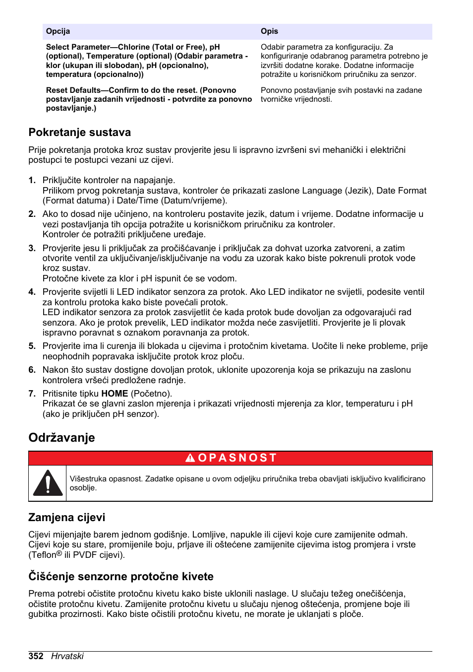 Pokretanje sustava, Održavanje, Zamjena cijevi | Čišćenje senzorne protočne kivete | Hach-Lange CLT10 sc User Manual | Page 352 / 382