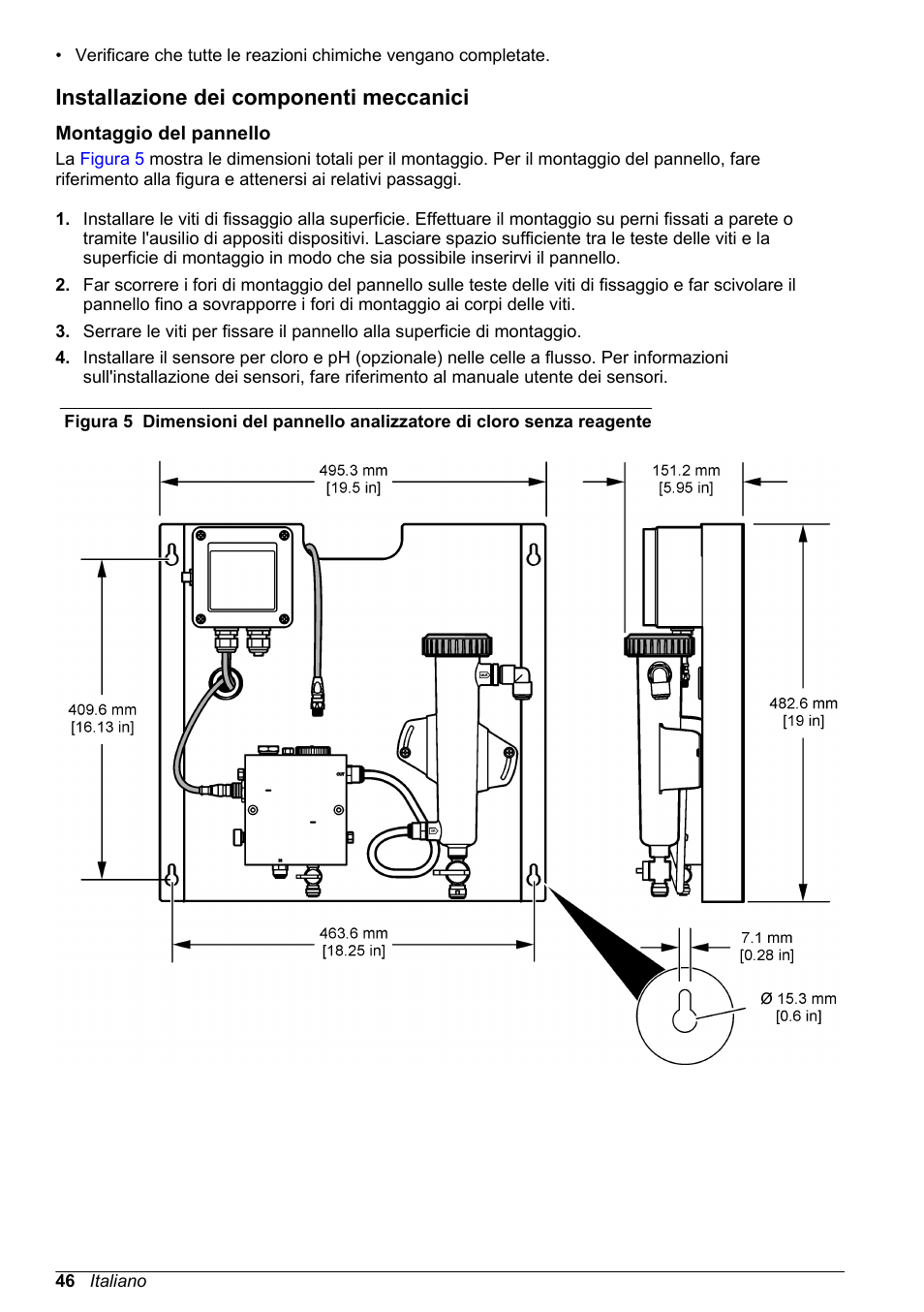 Installazione dei componenti meccanici, Montaggio del pannello | Hach-Lange CLT10 sc User Manual | Page 46 / 382