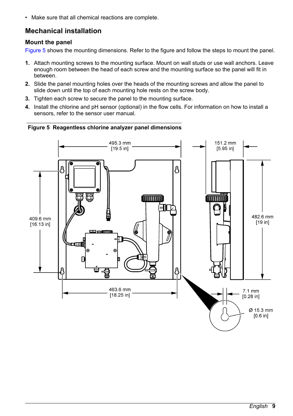 Mechanical installation, Mount the panel | Hach-Lange CLT10 sc User Manual | Page 9 / 382