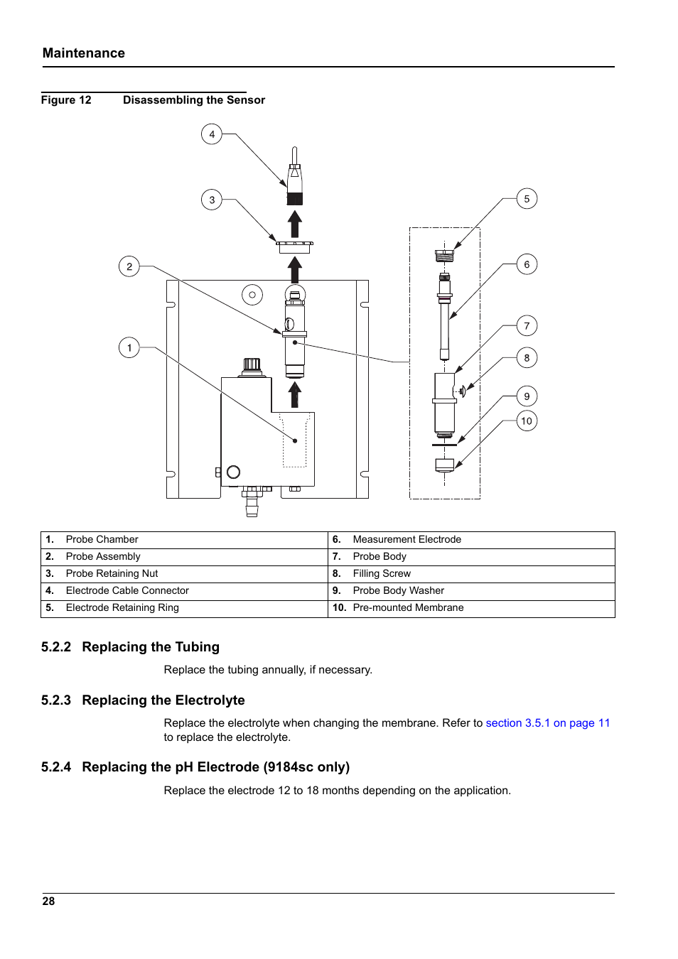 Figure 12, Maintenance, 2 replacing the tubing | 3 replacing the electrolyte | Hach-Lange 9187 sc User Manual | Page 30 / 50