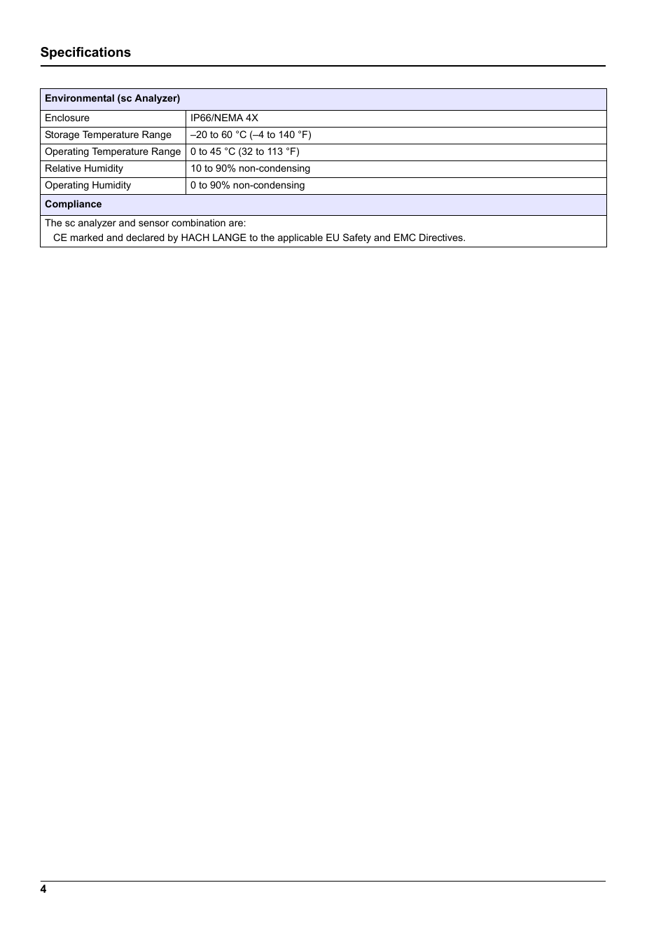 Specifications | Hach-Lange 9187 sc User Manual | Page 6 / 50