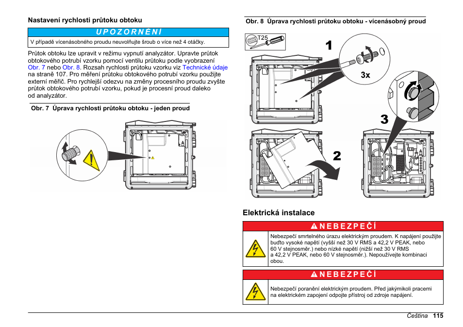 Nastavení rychlosti průtoku obtoku, Elektrická instalace | Hach-Lange POLYMETRON 9611 sc Installation User Manual | Page 115 / 398
