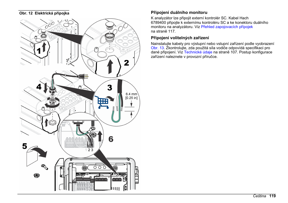 Připojení duálního monitoru, Připojení volitelných zařízení, Obr. 12 | Hach-Lange POLYMETRON 9611 sc Installation User Manual | Page 119 / 398
