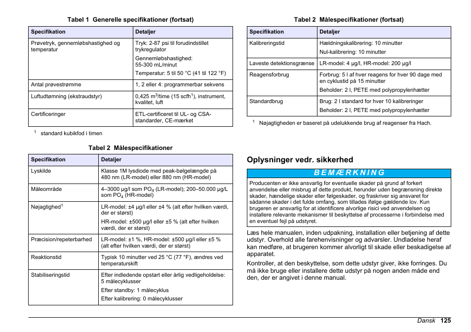 Oplysninger vedr. sikkerhed | Hach-Lange POLYMETRON 9611 sc Installation User Manual | Page 125 / 398