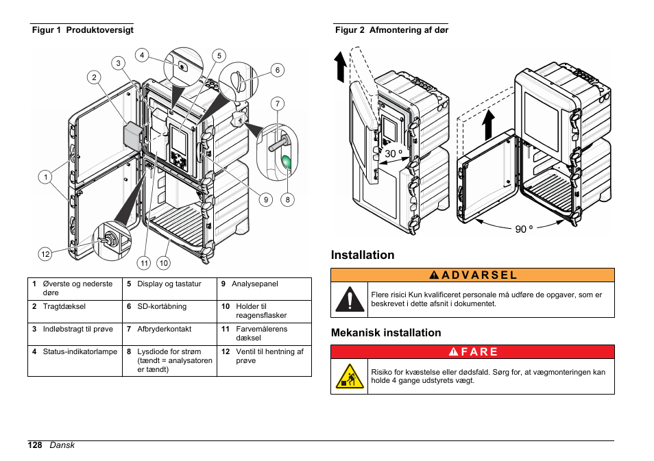 Installation, Mekanisk installation | Hach-Lange POLYMETRON 9611 sc Installation User Manual | Page 128 / 398