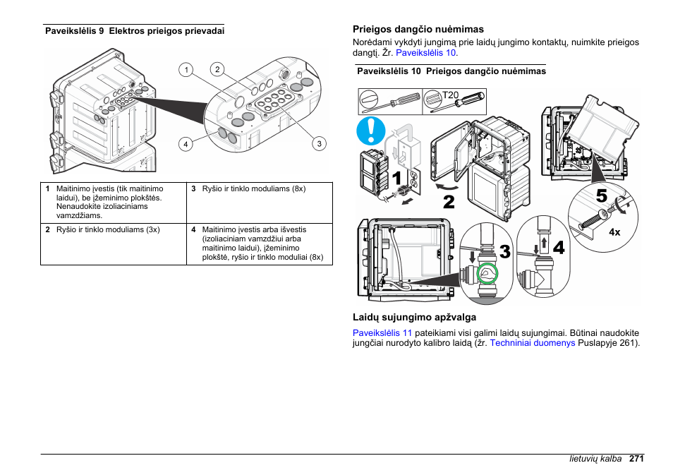 Prieigos dangčio nuėmimas, Laidų sujungimo apžvalga | Hach-Lange POLYMETRON 9611 sc Installation User Manual | Page 271 / 398