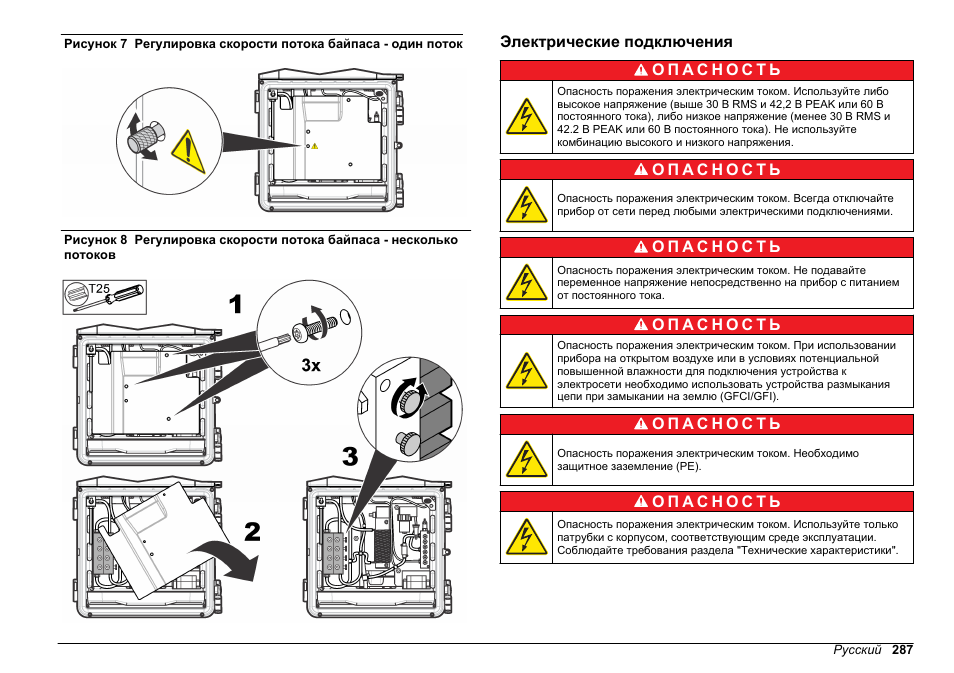 Электрические подключения, Показано в, Рисунок 7 | Рисунок 8 | Hach-Lange POLYMETRON 9611 sc Installation User Manual | Page 287 / 398