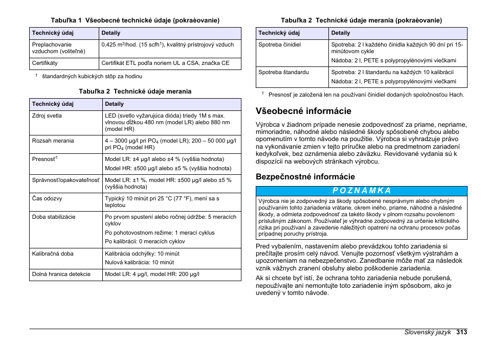 Všeobecné informácie, Bezpečnostné informácie, Na strane 313 | Hach-Lange POLYMETRON 9611 sc Installation User Manual | Page 313 / 398