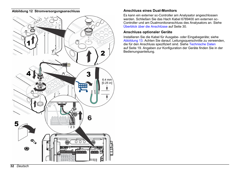 Anschluss eines dual-monitors, Anschluss optionaler geräte, Abbildung 12 | Hach-Lange POLYMETRON 9611 sc Installation User Manual | Page 32 / 398
