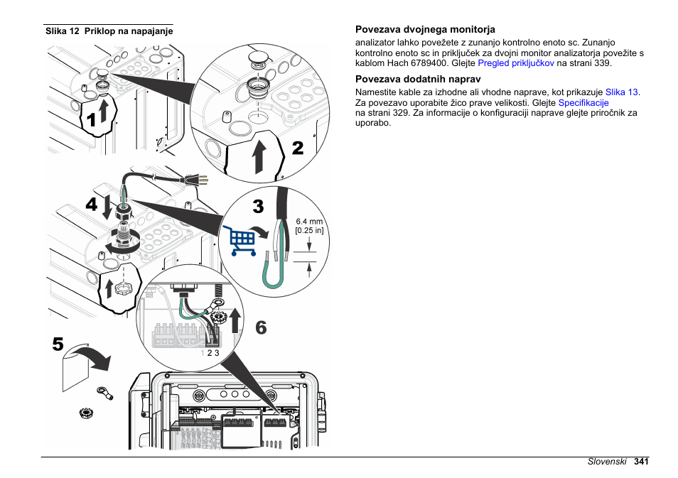 Povezava dvojnega monitorja, Povezava dodatnih naprav, Slika 12 | Hach-Lange POLYMETRON 9611 sc Installation User Manual | Page 341 / 398