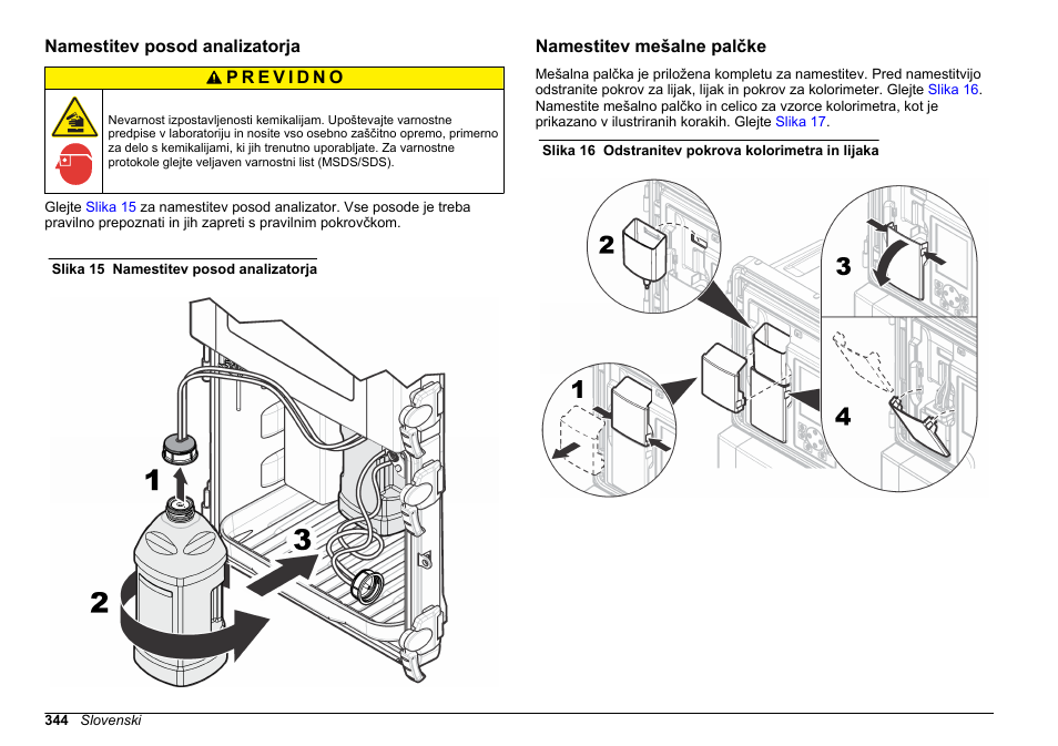 Namestitev posod analizatorja, Namestitev mešalne palčke | Hach-Lange POLYMETRON 9611 sc Installation User Manual | Page 344 / 398