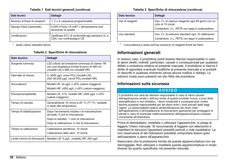Informazioni generali, Informazioni sulla sicurezza | Hach-Lange POLYMETRON 9611 sc Installation User Manual | Page 38 / 398