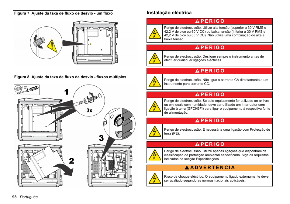 Instalação eléctrica, Figura 7, Ou na | Figura 8 | Hach-Lange POLYMETRON 9611 sc Installation User Manual | Page 98 / 398