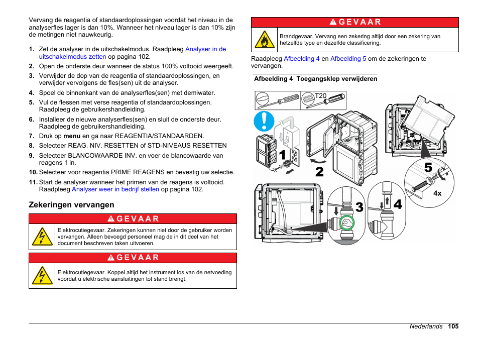 Zekeringen vervangen | Hach-Lange POLYMETRON 9611 sc Maintenance and Troubleshooting User Manual | Page 105 / 286