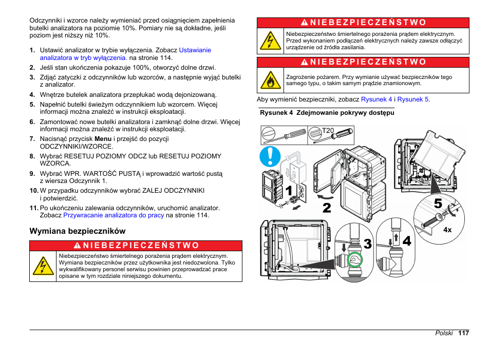 Wymiana bezpieczników | Hach-Lange POLYMETRON 9611 sc Maintenance and Troubleshooting User Manual | Page 117 / 286