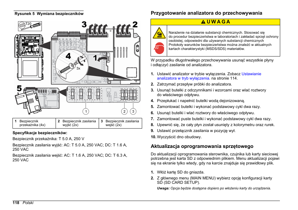 Przygotowanie analizatora do przechowywania, Aktualizacja oprogramowania sprzętowego, Rysunek 5 | Hach-Lange POLYMETRON 9611 sc Maintenance and Troubleshooting User Manual | Page 118 / 286