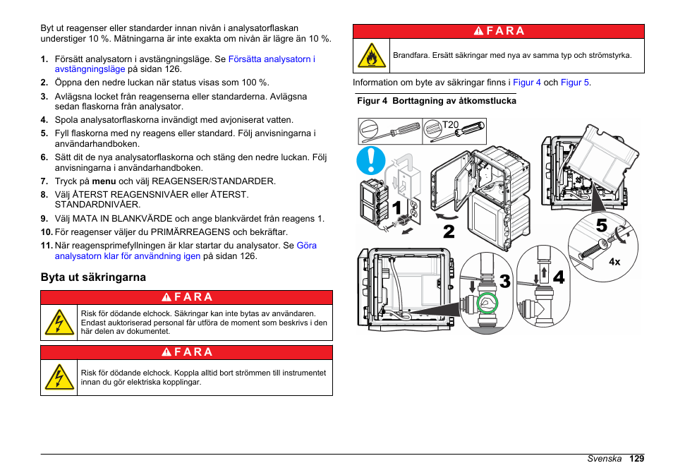 Byta ut säkringarna, F a r a | Hach-Lange POLYMETRON 9611 sc Maintenance and Troubleshooting User Manual | Page 129 / 286