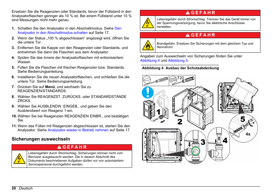 Sicherungen auswechseln | Hach-Lange POLYMETRON 9611 sc Maintenance and Troubleshooting User Manual | Page 20 / 286