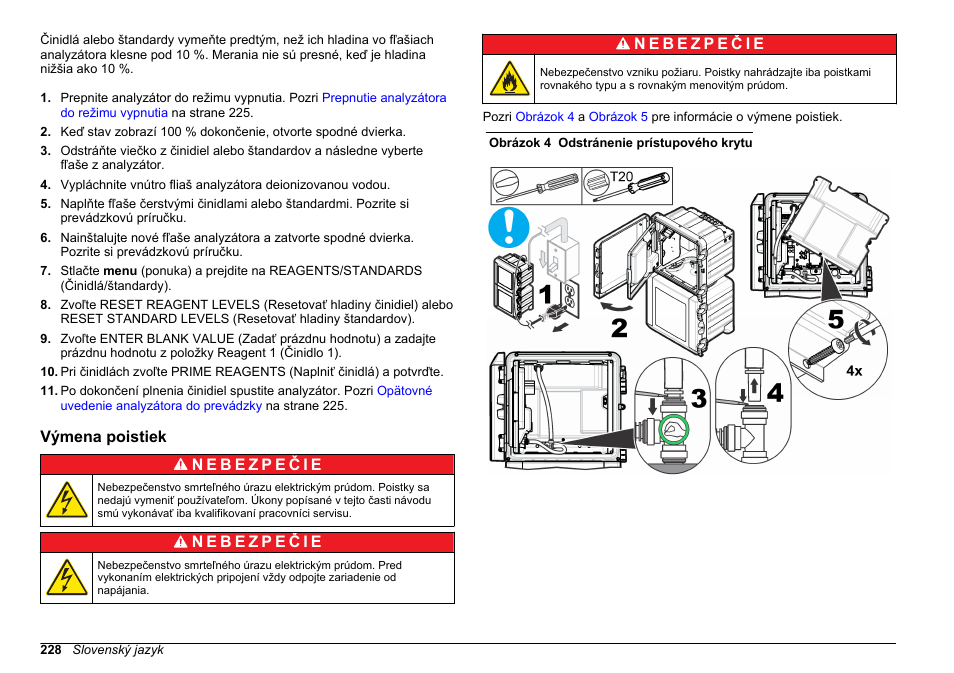Výmena poistiek | Hach-Lange POLYMETRON 9611 sc Maintenance and Troubleshooting User Manual | Page 228 / 286