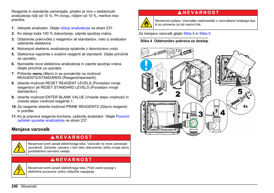 Menjava varovalk | Hach-Lange POLYMETRON 9611 sc Maintenance and Troubleshooting User Manual | Page 240 / 286