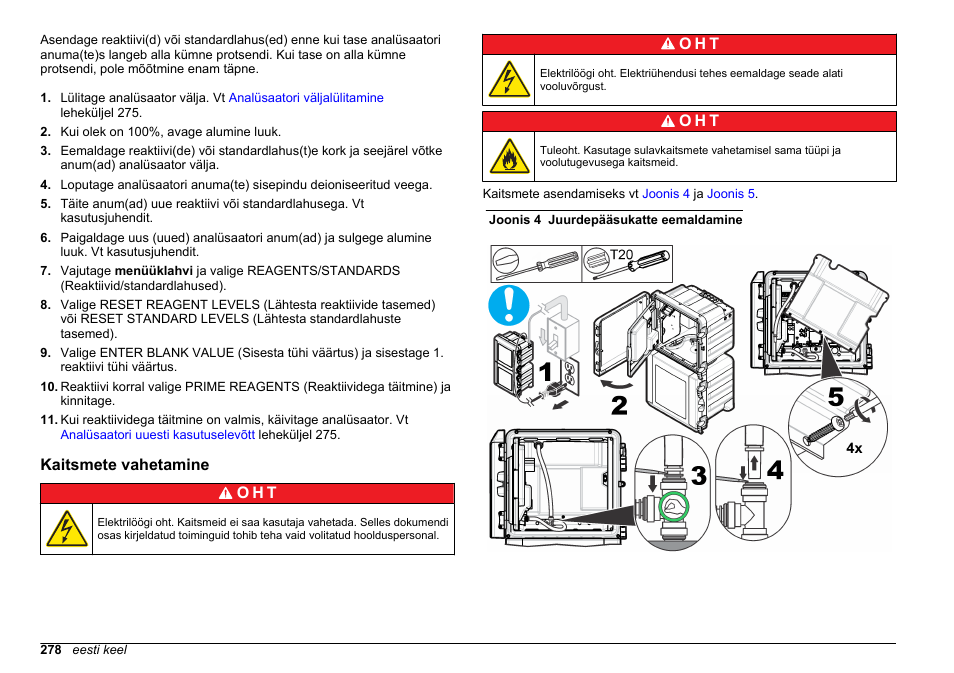 Kaitsmete vahetamine, Kaitsmete vahetamine o h t, O h t | Hach-Lange POLYMETRON 9611 sc Maintenance and Troubleshooting User Manual | Page 278 / 286