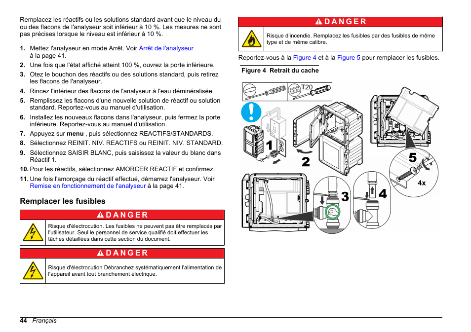 Remplacer les fusibles | Hach-Lange POLYMETRON 9611 sc Maintenance and Troubleshooting User Manual | Page 44 / 286