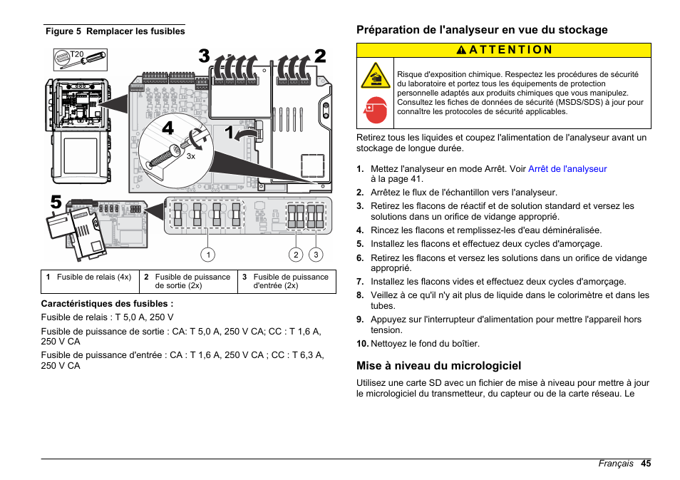 Préparation de l'analyseur en vue du stockage, Mise à niveau du micrologiciel, Et à la | Figure 5 | Hach-Lange POLYMETRON 9611 sc Maintenance and Troubleshooting User Manual | Page 45 / 286