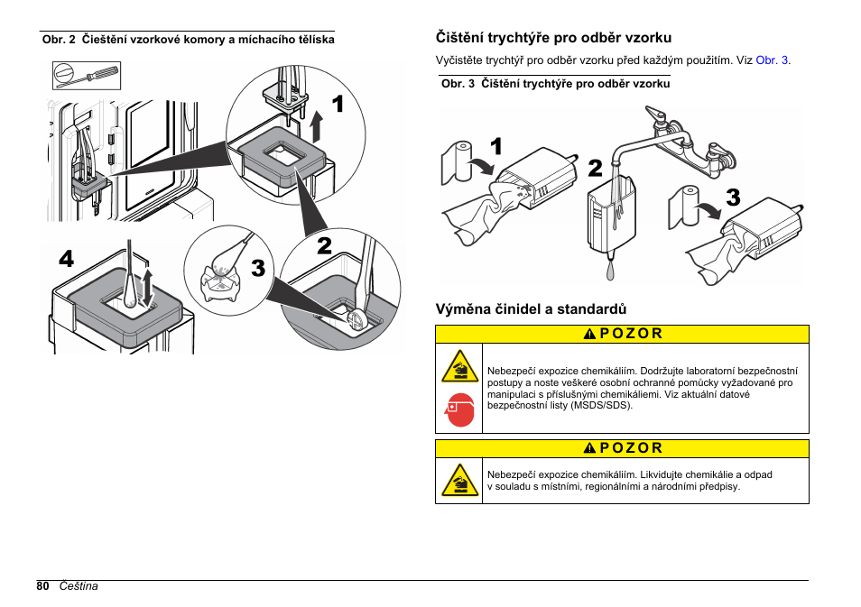 Čištění trychtýře pro odběr vzorku, Výměna činidel a standardů, Výměna činidel a | Standardů, Obr. 2 | Hach-Lange POLYMETRON 9611 sc Maintenance and Troubleshooting User Manual | Page 80 / 286