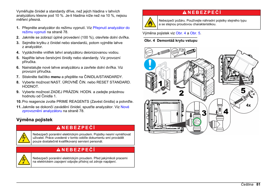 Výměna pojistek | Hach-Lange POLYMETRON 9611 sc Maintenance and Troubleshooting User Manual | Page 81 / 286