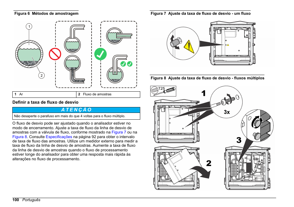 Definir a taxa de fluxo de desvio | Hach-Lange HACH 5500 sc Installation User Manual | Page 100 / 408