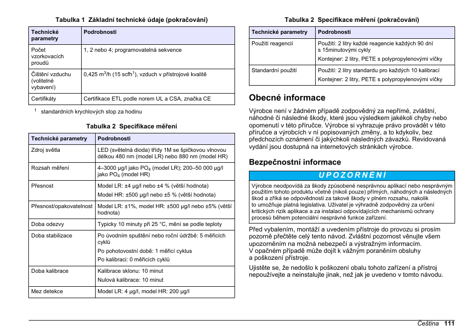 Obecné informace, Bezpečnostní informace | Hach-Lange HACH 5500 sc Installation User Manual | Page 111 / 408